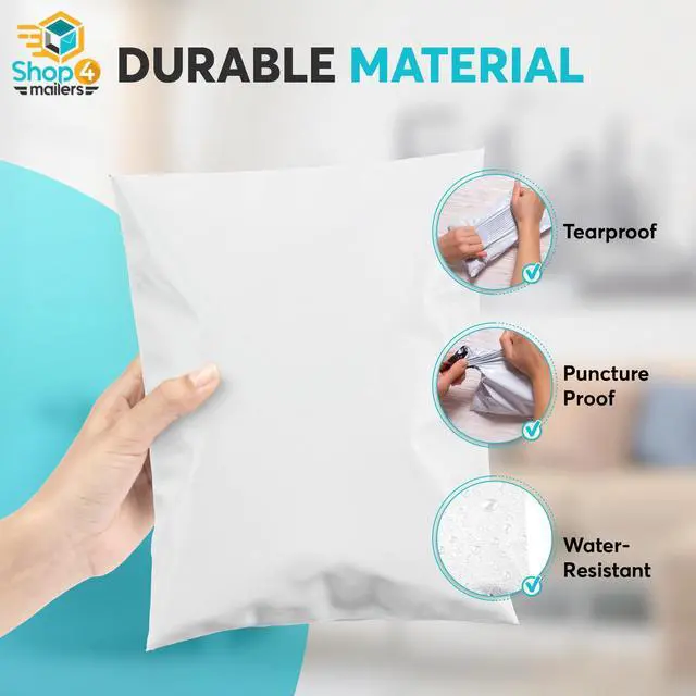 Alt view image 11 of 12 - 10x13 Inch 2 Mil Poly Mailers Glossy White Waterproof Tear-Resistant Shipping Bags for T-Shirts, Clothing, Apparel & Books with Permanent Self Seal Adhesive (1000 Pack)