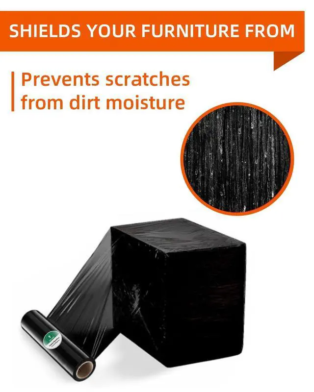 Alt view image 13 of 14 - Black Stretch Wrap Film, Shrink Wrap 18in x 1500ft 4 Pack, Heavy Duty Privacy Pallet Wrap | Black film, Self-Adhesive Cling, 80 Gauge Industrial Strength, for Privacy Moving Packing Shipping
