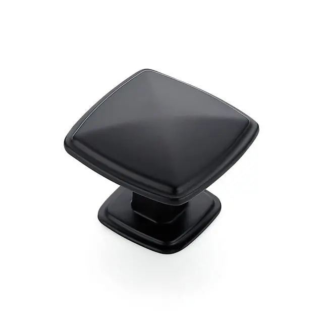 Alt view image 8 of 14 - Single Hole Square Kitchen Cabinet Knobs,Matte Black,25 Pack | 1-1/4" Diameter, Zinc Alloy Pull Feel, Screws Included, Big Base, Cabinet Hardware for Dresser Drawer Cabinet Pulls