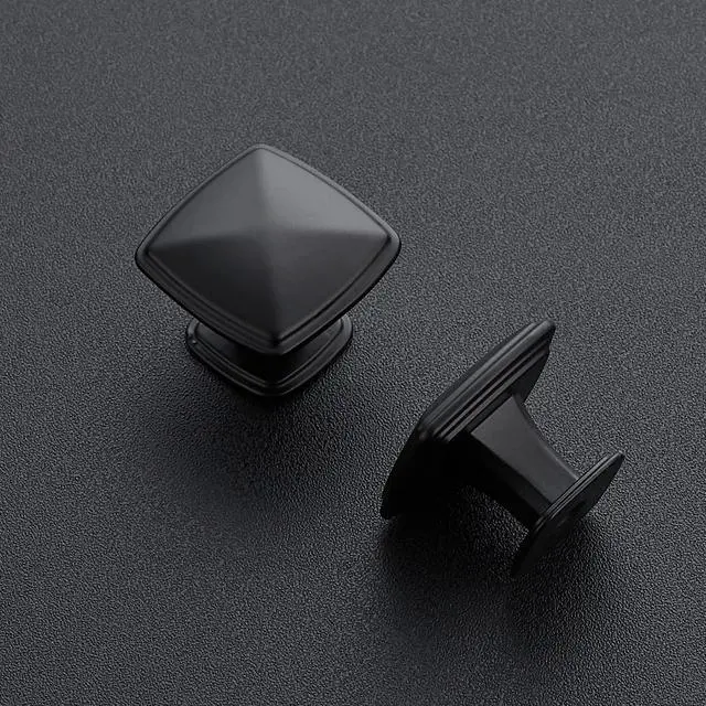 Alt view image 9 of 14 - Single Hole Square Kitchen Cabinet Knobs,Matte Black,25 Pack | 1-1/4" Diameter, Zinc Alloy Pull Feel, Screws Included, Big Base, Cabinet Hardware for Dresser Drawer Cabinet Pulls