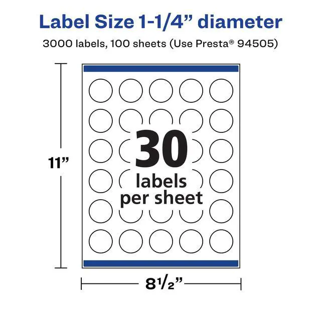 Alt view image 12 of 14 - ® Matte White Round Labels, Sure Feed® Technology, 1.25" Diameter, 3,000 Matte White Printable Labels