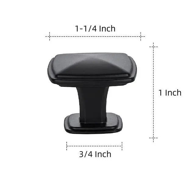 Alt view image 10 of 14 - Single Hole Square Kitchen Cabinet Knobs,Matte Black,25 Pack | 1-1/4" Diameter, Zinc Alloy Pull Feel, Screws Included, Big Base, Cabinet Hardware for Dresser Drawer Cabinet Pulls
