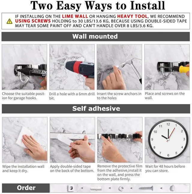 Alt view image 12 of 14 - Broom Holder Wall Mount, 5 Racks 4 Hooks Heavy Duty Mop Organizer | Mop Holder Wall Mount and Broom Hanger for Garage, Laundry Room, Kitchen and Utility Storage