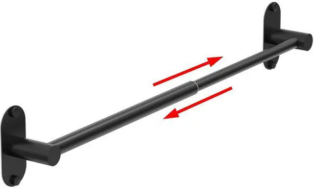 Alt view image 6 of 10 - Towel Bar, Adhesive or Drill Wall Mount, Matte Black, 1 Pack | Adjustable 14.4 to 25.2 Inch, 304 Stainless Steel Hand Towel Holder, Round Base Towel Racks for Bathroom, Kitchen Use