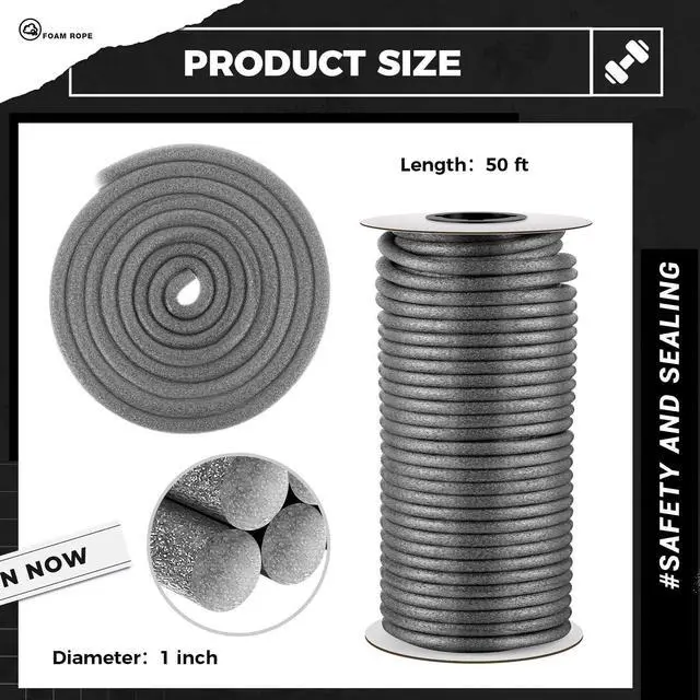 Alt view image 9 of 14 - 1 Roll 1 Inch X 50 ft Foam Backer Rod for Gaps Joints,Gray | Caulk Saver Concrete Crack Filler, Weather Stripping Seal, Door Window Insulation, Backing Rod Expansion Joints