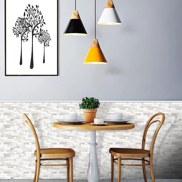 Alt view image 14 of 14 - Thicker Design Peel and Stick, Self Adhesive Stick On Tile Backsplash for Kitchen and Bathroom, Beige & White, 12×12, 10 Sheets