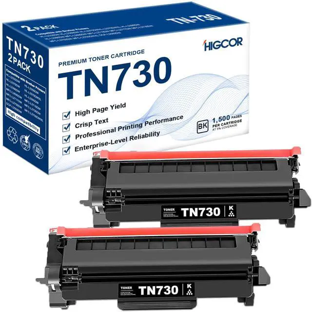 Alt view image 8 of 14 - TN730 TN-730 Toner Cartridge 2-Pack Replacement for Brother TN730 Toner Cartridge - Black DCP-L2550DW MFC-L2710DW MFC-L2750DW HL-L2350DW HL-L2370DW HL-L2395DW HL-L2390DW Printer