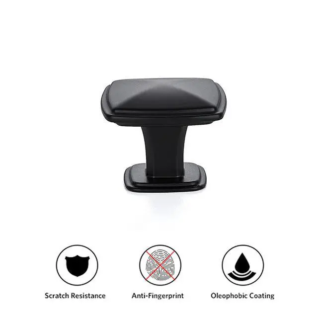 Alt view image 13 of 14 - Single Hole Square Kitchen Cabinet Knobs,Matte Black,25 Pack | 1-1/4" Diameter, Zinc Alloy Pull Feel, Screws Included, Big Base, Cabinet Hardware for Dresser Drawer Cabinet Pulls