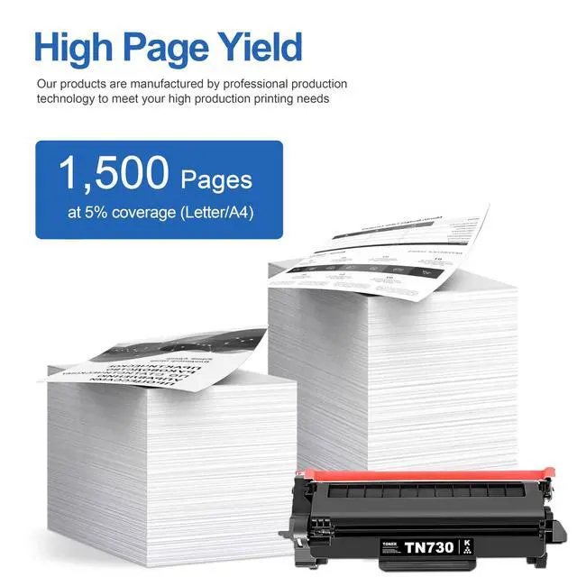 Alt view image 10 of 14 - TN730 TN-730 Toner Cartridge 2-Pack Replacement for Brother TN730 Toner Cartridge - Black DCP-L2550DW MFC-L2710DW MFC-L2750DW HL-L2350DW HL-L2370DW HL-L2395DW HL-L2390DW Printer