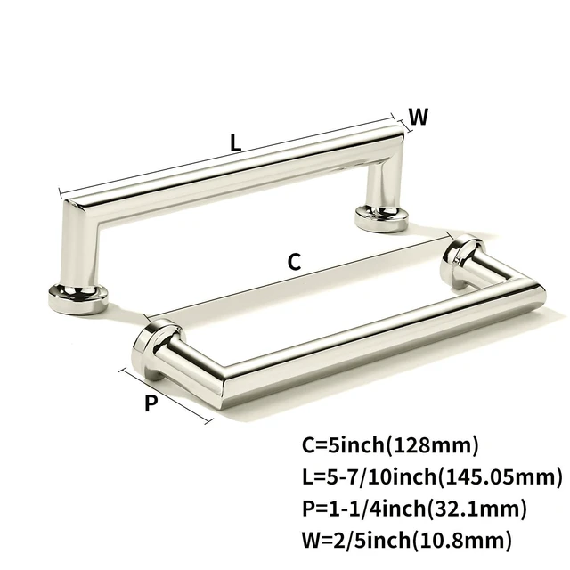 Alt view image 9 of 14 - 10-Pack 5-Inch(128mm) Polished Nickel Cabinet Pulls,Heavy-Duty Solid Handles for Kitchen Cabinets, Cupboards, Drawers and Bathroom Hardware