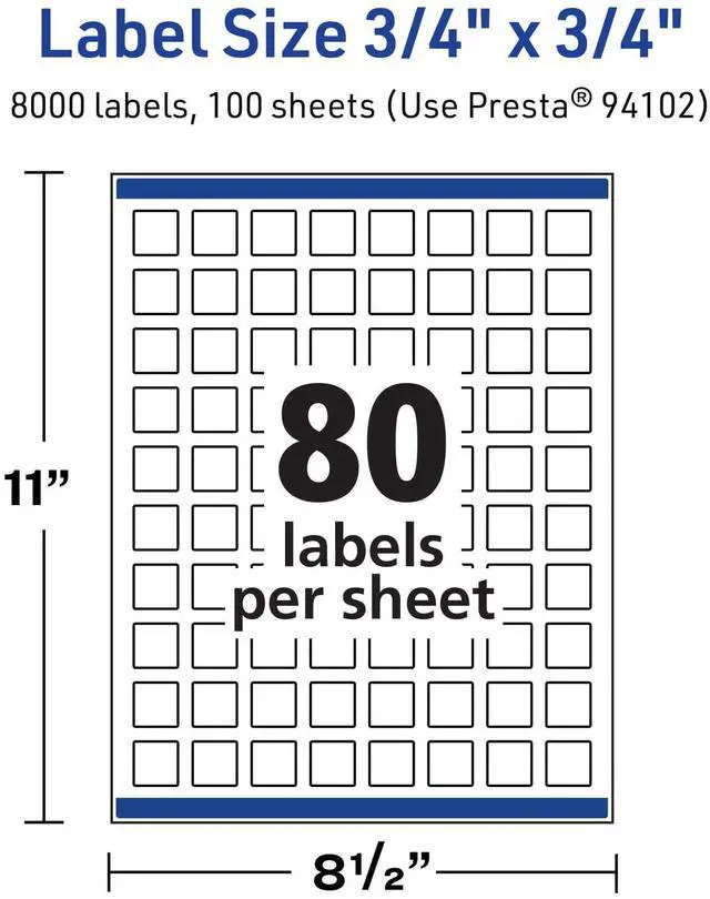 Alt view image 12 of 14 - TrueBlock Matte White Square Labels, Sure Feed Technology, 0.75" x 0.75", 8,000 Matte White Labels, Print-to-The-Edge, Laser/Inkjet Printable, Great for Product Merchandising Stickers