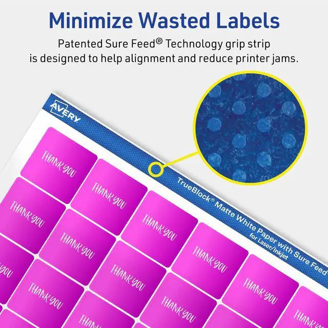 Alt view image 11 of 14 - TrueBlock Matte White Square Labels, Sure Feed Technology, 0.75" x 0.75", 8,000 Matte White Labels, Print-to-The-Edge, Laser/Inkjet Printable, Great for Product Merchandising Stickers