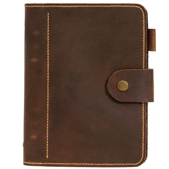 Alt view image 8 of 12 - Leather A5 binder planner, Refillable leather journal, Leather notebook, A5 ring binder, Custom gift for him, Leadership Gifts, Corporate Gifts for Clients (Brown)