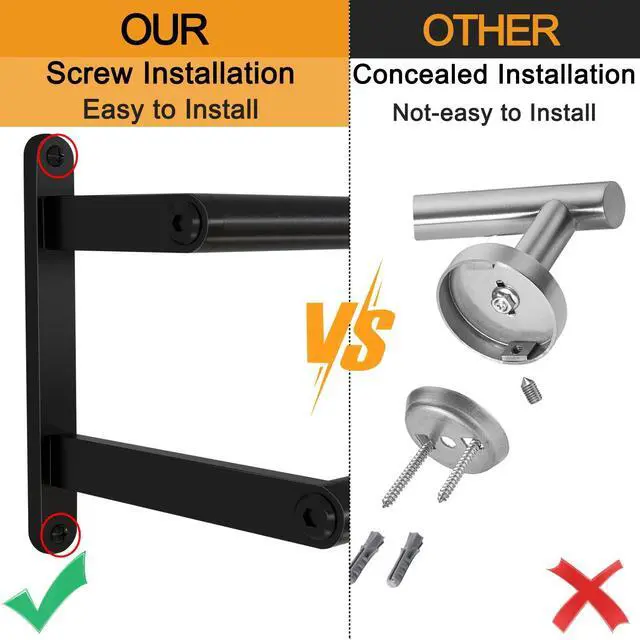 Alt view image 9 of 14 - Double Towel Bar, 24Inch Towel Rack for Bathroom, Stainless Steel Double Bath Towel Bar, Wall Mounted Towel Holder, Double Towel Rod Towel Rail Hanger for Wall, Kitchen (Matte Black)