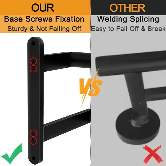 Alt view image 10 of 14 - Double Towel Bar, 24Inch Towel Rack for Bathroom, Stainless Steel Double Bath Towel Bar, Wall Mounted Towel Holder, Double Towel Rod Towel Rail Hanger for Wall, Kitchen (Matte Black)