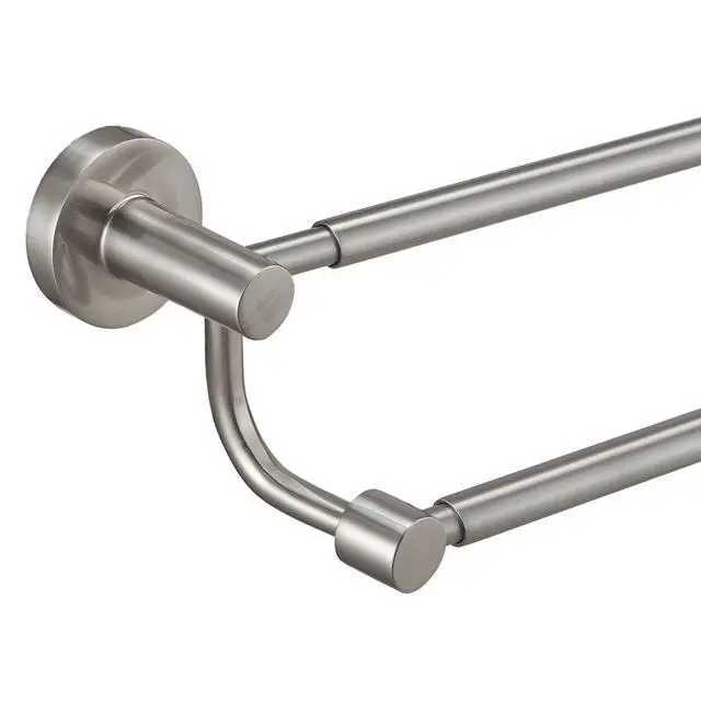 Alt view image 7 of 12 - Double Towel Bar Towel Rack for Bathroom Wall Mounted Brushed Nickel | Adjustable 16-26 In,Wall Mounted Towel Holder, Stainless Steel, Rustproof, Towel Bar Rod Hanger Hardware Accessories Hotel