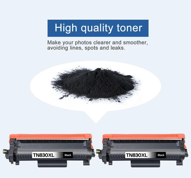 Alt view image 10 of 12 - TN830XL High Yield Black Toner 2-Pack Compatible for Brother TN-830XL | TN 830XL 830 Toner, DCP-L2640DW HL-L2460DW TN830 XL/V/R 830 XL Cartridge MFC-L2820DW HL-L2405W HL-L2400D HL-L2480DW