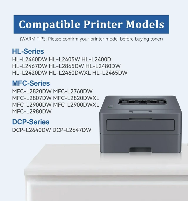 Alt view image 8 of 12 - TN830XL High Yield Black Toner 2-Pack Compatible for Brother TN-830XL | TN 830XL 830 Toner, DCP-L2640DW HL-L2460DW TN830 XL/V/R 830 XL Cartridge MFC-L2820DW HL-L2405W HL-L2400D HL-L2480DW