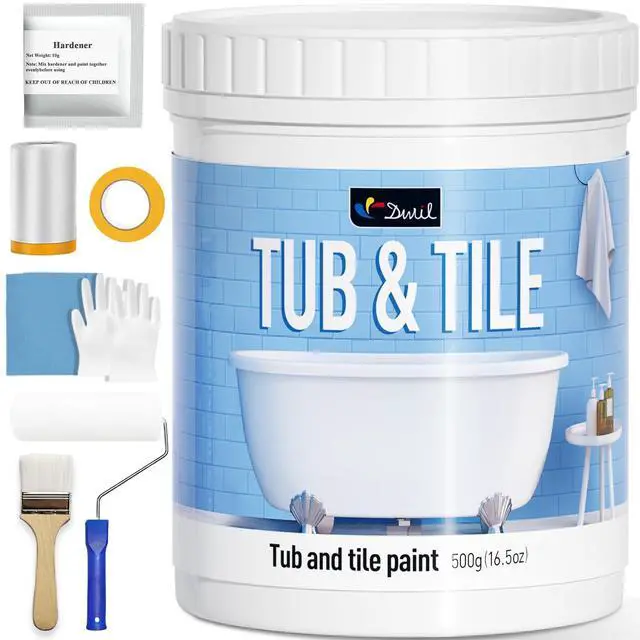 Alt view image 8 of 14 - Tile Paint, Tub and Tile Refinishing Kit with Tools, Water-based Bathtub Paint - Low Odor, Easy to Use, 25-30sq.ft, 16.5oz, Semi-Gloss White