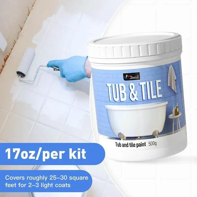 Alt view image 10 of 14 - Tile Paint, Tub and Tile Refinishing Kit with Tools, Water-based Bathtub Paint - Low Odor, Easy to Use, 25-30sq.ft, 16.5oz, Semi-Gloss White
