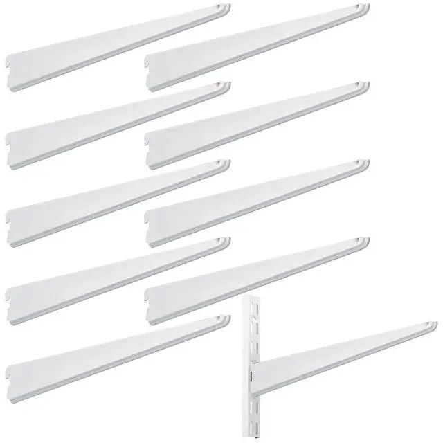 Alt view image 7 of 12 - 10 Pack Adjustable Shelf Brackets for Double Track System Closet Organization Heavy Duty Wire Shelf Brackets (White,11.5 Inches)