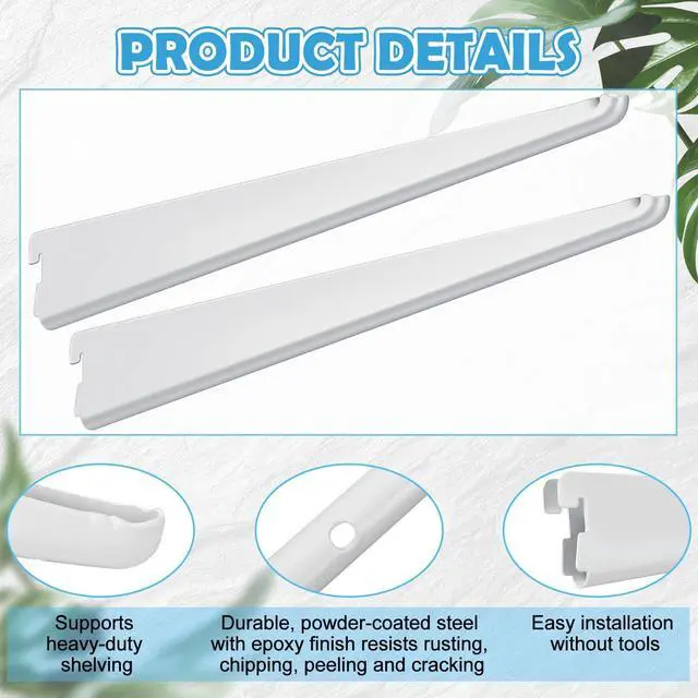 Alt view image 9 of 12 - 10 Pack Adjustable Shelf Brackets for Double Track System Closet Organization Heavy Duty Wire Shelf Brackets (White,11.5 Inches)