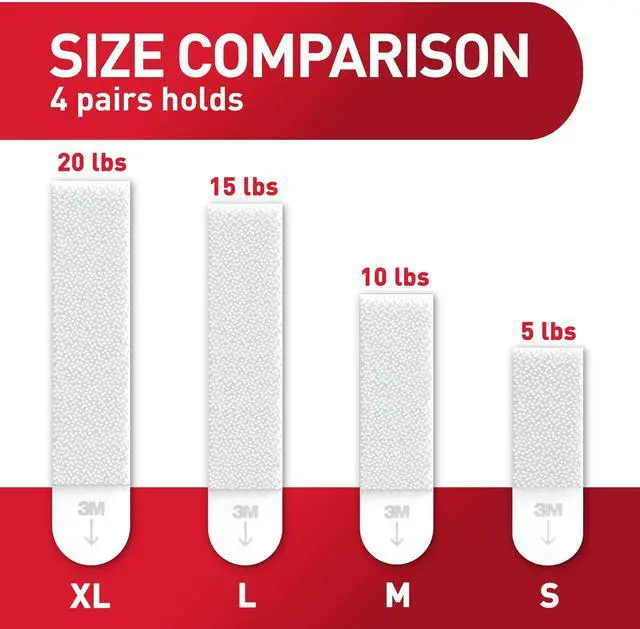 Alt view image 12 of 14 - XL Heavyweight Picture Hanging Strips, 20 lb Capacity, 32 Pairs (64 Strips), White Adhesive, Damage-Free Wall Hangers for Home Decor