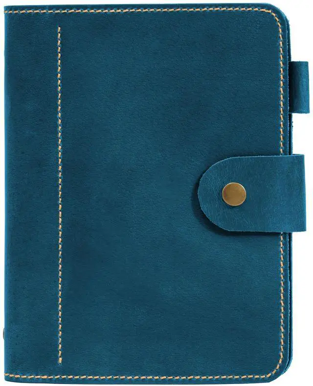 Alt view image 6 of 8 - Leather A5 binder planner, Refillable leather journal, Leather notebook, A5 ring binder, Custom gift for him, Leadership Gifts, Corporate Gifts for Clients (Blue)