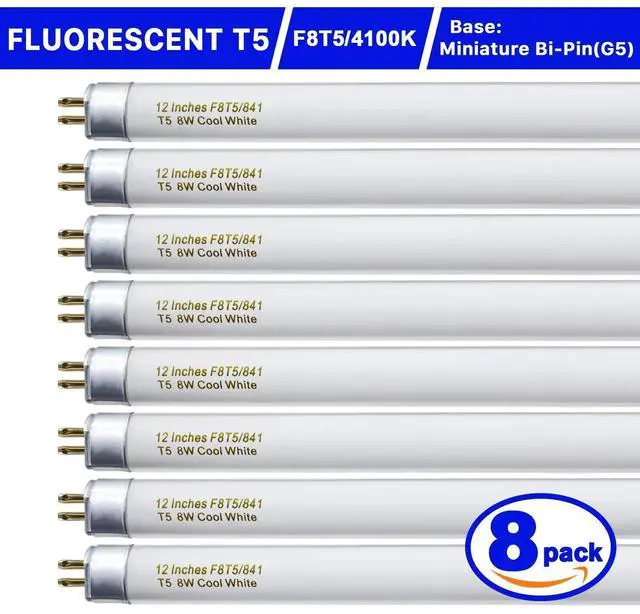 Alt view image 11 of 14 - 8 Pack F8T5/CW Fluorescent Bulbs, T5 12 inch 8 Watts Under Cabinet Light Bulb Cool White, G5 Mini Bi 420 Lumen