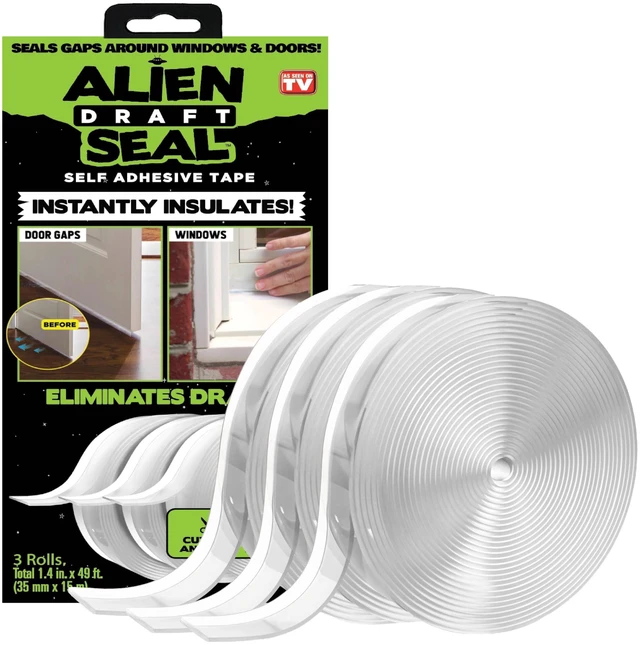 Alt view image 8 of 14 - Alien Draft Seal Set of 49 Feet Anti-Draft Adhesive and Flexible Flap to Seal Gaps Around Doors and Windows As Seen On TV