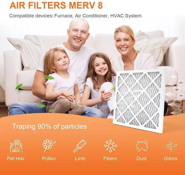 Alt view image 7 of 10 - 10x10x1 Air Filter 6 Pack MERV 8 | AC HVAC Furnace Pleated Filters for Home Office MPR 600 FPR 5 (Actual Size: 9.81x9.81x0.81 inch)