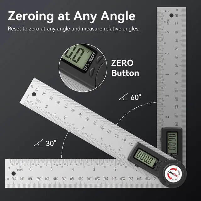 Alt view image 13 of 14 - 82305 Digital Angle Finder Protractor Stainless Steel 7inch 200mm
