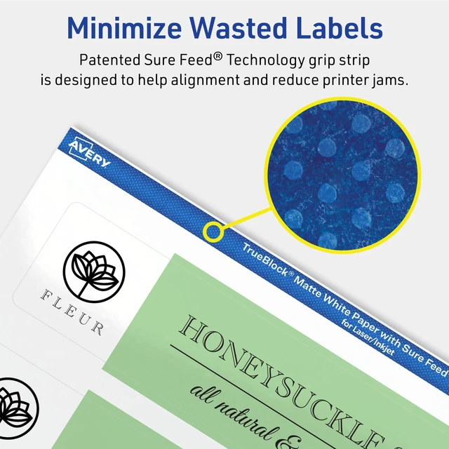 Alt view image 11 of 14 - TrueBlock Matte White Rectangle Labels, Sure Feed Technology, 1.5" x 7.5", 500 Matte White Labels, Print-to-The-Edge, Laser/Inkjet Printable, Great for Packaging and Product Merchandising