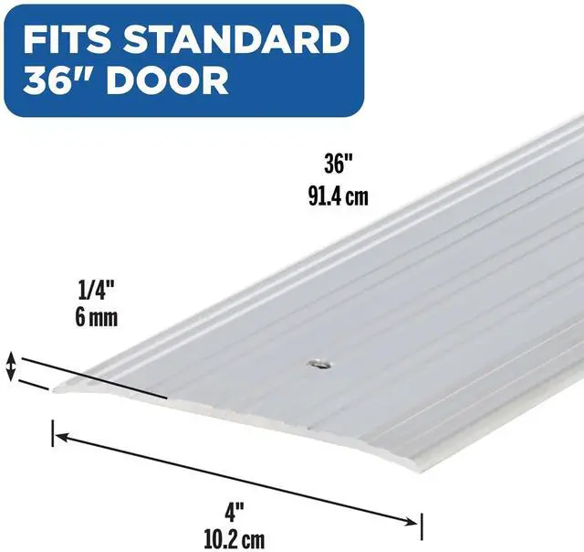 Alt view image 9 of 14 - MD Building Aluminum Flat-Profile Threshold, Silver, 4in x 1/4in x 36in