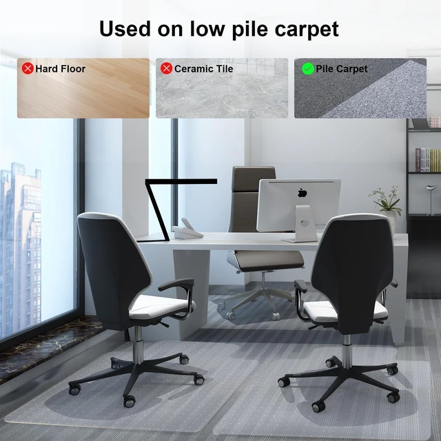 Alt view image 10 of 14 - Heavy Duty Chair Mat for Carpet,46"x60" Office Floor Mat for Carpeted Floors,Under Desk Mat for Low Pile Carpet,Mat for Office Chair on Carpet