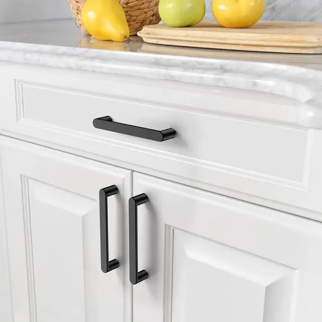 Alt view image 12 of 14 - 10 Pack Matte Black 5 Inch(128mm) Hole Centers Kitchen Cabinet Pulls Hardware Modern Kitchen Handles for Cabinets Cupboard Handles Drawer Pulls ZH0005