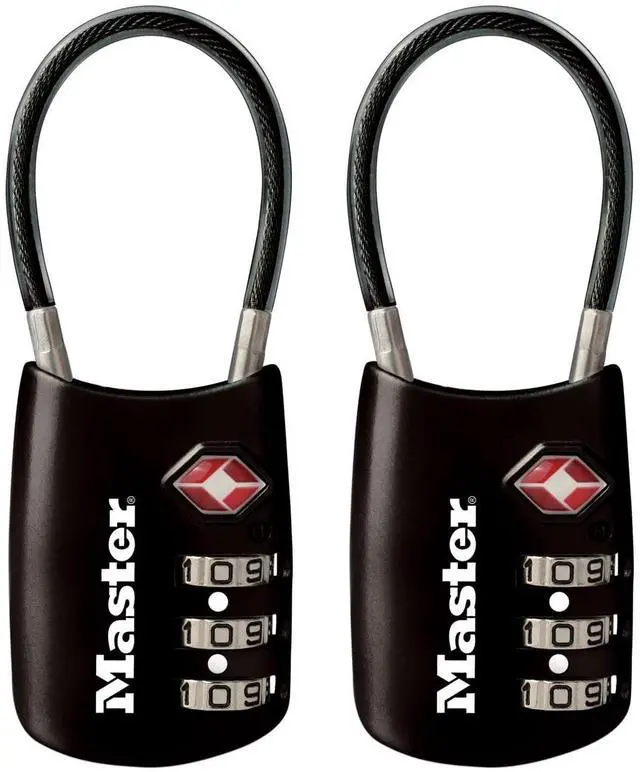 Alt view image 8 of 14 - TSA Approved Combination Luggage Lock, Assorted, 2-Pack 4688T | TSA Accepted Set Your Own Combination Luggage Cable Lock For Suitcases, Backpacks, Travel and Airport Security, 3-digit Lock