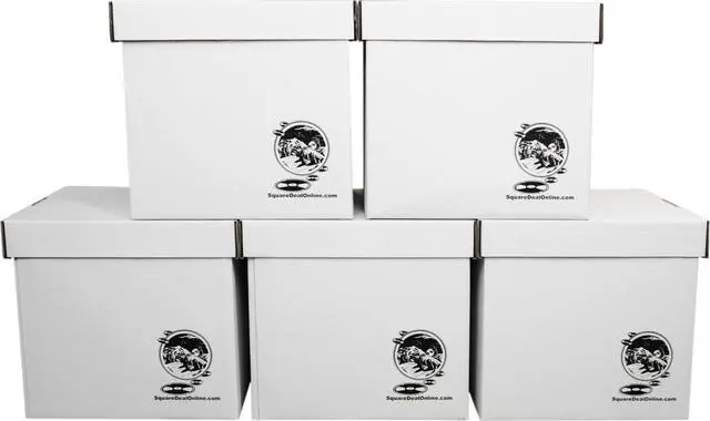Alt view image 8 of 14 - Durable Set of 5 12 inch Vinyl Record Storage Boxes - Heavy-Duty Cardboard Construction with Removable Lid - Holds Up to 90 Records Each - Built Tough for Long-Term, Secure Archival Storage - #12BC13