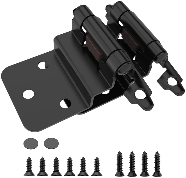 Alt view image 2 of 2 - 3/8 Inch Inset Cabinet Hinges, 25 Pairs(50 Pack) Self Closing Flush Face Mount Hinges with Door Bumper, Variable Decorative Hardware for Bathroom, Furniture, Kitchen Cabinet Doors, Matte Black