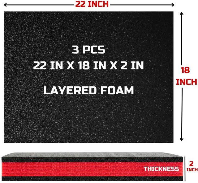 Alt view image 10 of 14 - Tool Box Foam, 3Pack 22x18x2 inch, Foam Inserts for Cases, Polyethylene Storage Sheets for Toolbox Hard Case, Tool Shadow Insert, Kaizen Organizer Sheet