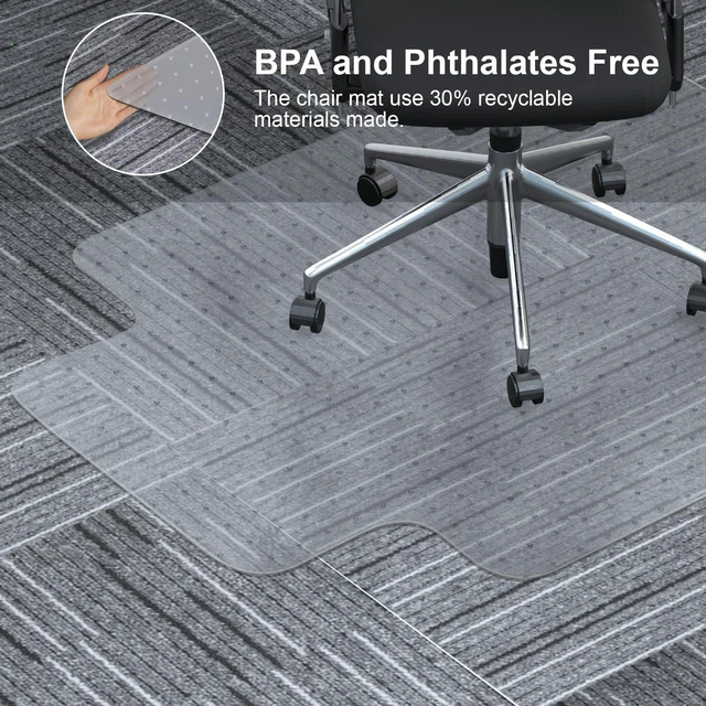 Alt view image 13 of 14 - Heavy Duty Chair Mat for Carpet,46"x60" Office Floor Mat for Carpeted Floors,Under Desk Mat for Low Pile Carpet,Mat for Office Chair on Carpet