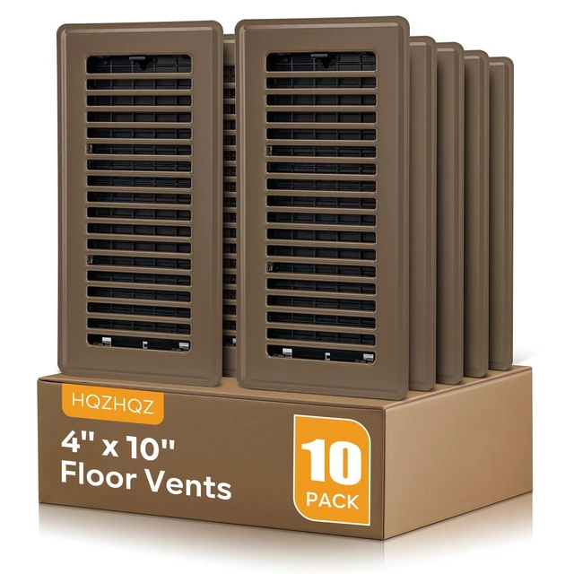 Alt view image 8 of 14 - Floor Register 4x10, Floor Vent Covers, Heavy Duty Steel Walkable Floor Vents, for Sidewall and Floor, Brown 10 Pack