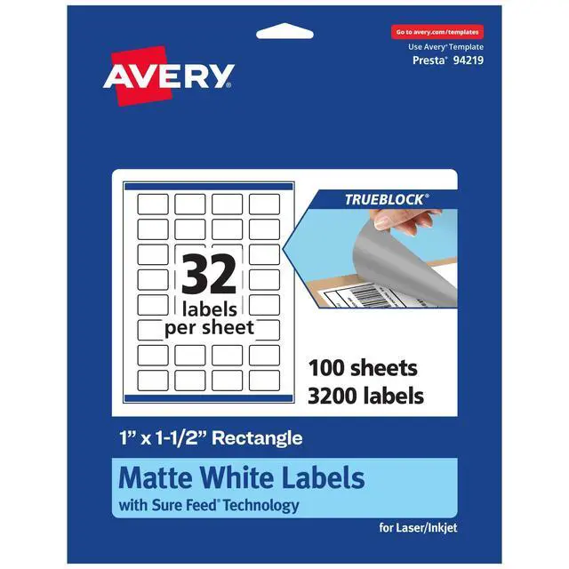 Alt view image 8 of 14 - ® TrueBlock® Matte White Rectangle Labels, Sure Feed® Technology, 1" x 1.5", 3,200 Matte White Labels, Print-to-The-Edge, Laser/Inkjet Printable, Great for Packaging and Product Merchandising