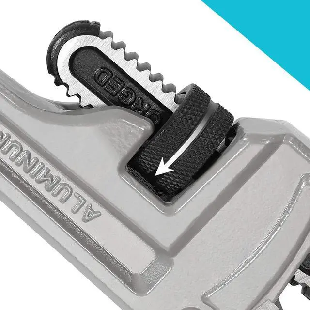 Alt view image 12 of 14 - 10-inch Aluminum Straight Pipe Wrench, Adjustable Plumbing Wrench | Heavy Duty,Drop Forged, Exceed GGG standard