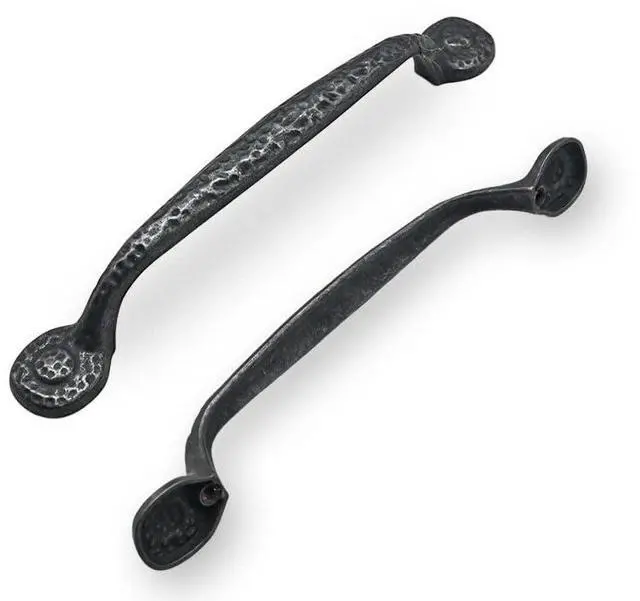 Alt view image 6 of 10 - 10 Pack Rustic Black Hammered Cabinet Pulls - Vintage Kitchen Cabinet Hardware, 5 Inch (128mm) Hole Center