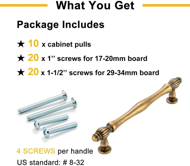 Alt view image 12 of 14 - 3 Inch Antique Brass Cabinet Pulls Drawer Handles 10 Pack 2510 | Vintage Brass Kitchen Cabinet Handles, French Style, Comfortable Grip, Solid Hardware for Dressers Cupboards Bathroom Vanity