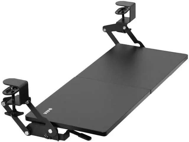 Alt view image 8 of 14 - Large Clamp-on 27 (33 Including Clamps) x 11 inch Computer Keyboard and Mouse Tray with 12 Setting Swinging Height Adjustment, Platform Drawer for Typing, Black, MOUNT-KB08V