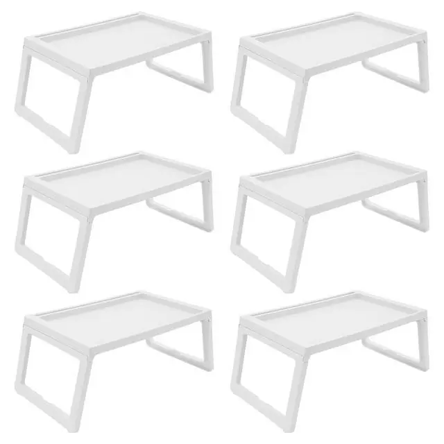 Alt view image 8 of 14 - 6PCS Bed Tray Tables, Foldable Laptop Desk Portable Breakfast Lap Desks Serving Food Trays with Foldable Legs for Eating, Sofa, Bed, Studying and Working (White)