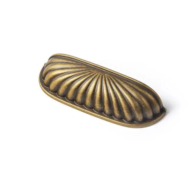 Alt view image 7 of 12 - 3'' (76mm) Hole Centers Antique Brass Cabinet Pulls,Accessible Luxury Zinc Alloy Din Cup Cabinet Pulls with Retro Style,6 Pack