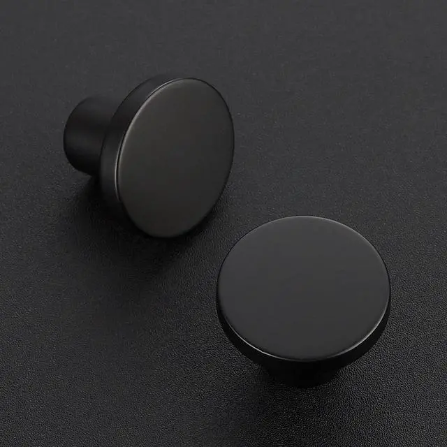 Alt view image 9 of 14 - Cabinet Knobs, 10 Pack Black Dresser Drawer Pulls, 1-1/5 Inch | Matte Black Finish, Round Grip Design, Kitchen Cabinet Upgrade, For Dressers, Closet Doors, Drawers, Cupboards